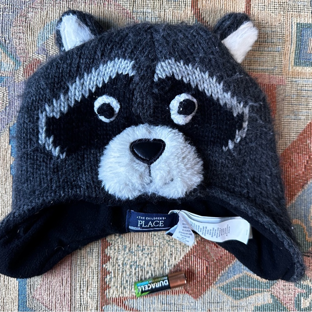 The Children's Place Black Raccoon Knit Hat